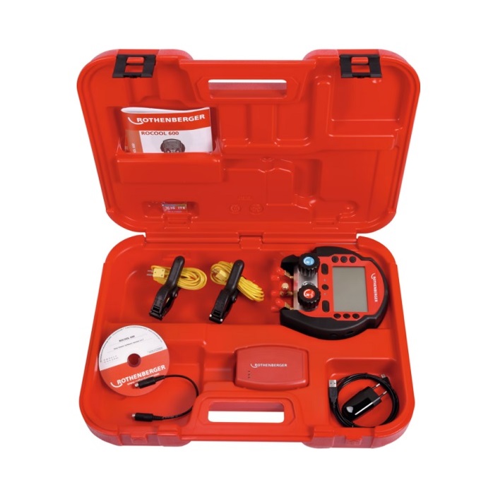 ROTHENBERGER MANOMETRO DIGITALE ROCOOL 600 SET IN VALIGETTA CON DUE TERMOMETRI E RED BOX - COD. 1000000570