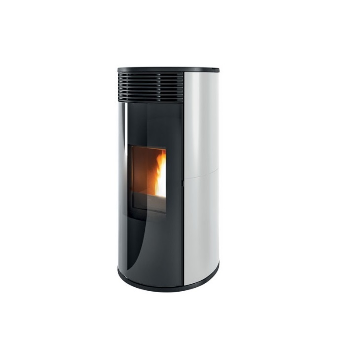 STUFA A PELLET IDRO MCZ PAD PLAIN HYDROMATICA 18 KW M2 IN CERAMICA LISCIA COLORE BIANCA - NEW COD. 7121030