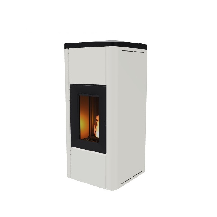 STUFA A PELLET AD ARIA VENTILATA MCZ MIDA AIR 8 S1 - 8 KW  IN ACCIAIO E GHISA COLORE WHITE COD. 7122016