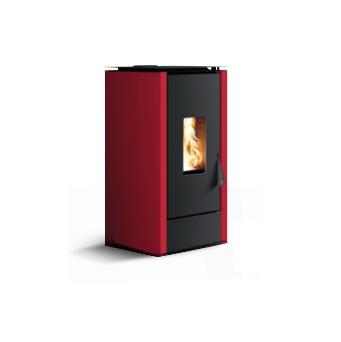 STUFA A PELLET TERMOVANA CASATELLI MOD. MATTIA 8 CON RIVESTIMENTO E TOP IN ACCIAIO VERNICIATO 7,2 KW COLORE BORDEAUX