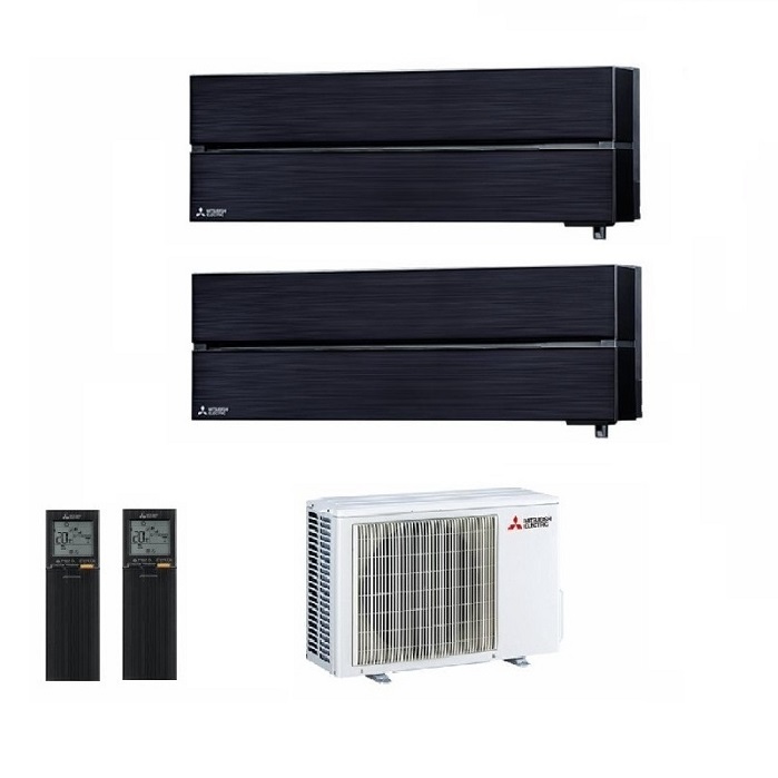 CLIMATIZZATORE CONDIZIONATORE MITSUBISHI ELECTRIC DUAL SPLIT INVERTER MSZ-LN KIRIGAMINE STYLE ONICE NERO R-32 9000+9000 con MXZ-2F33VF Wi-Fi NEW 9+9