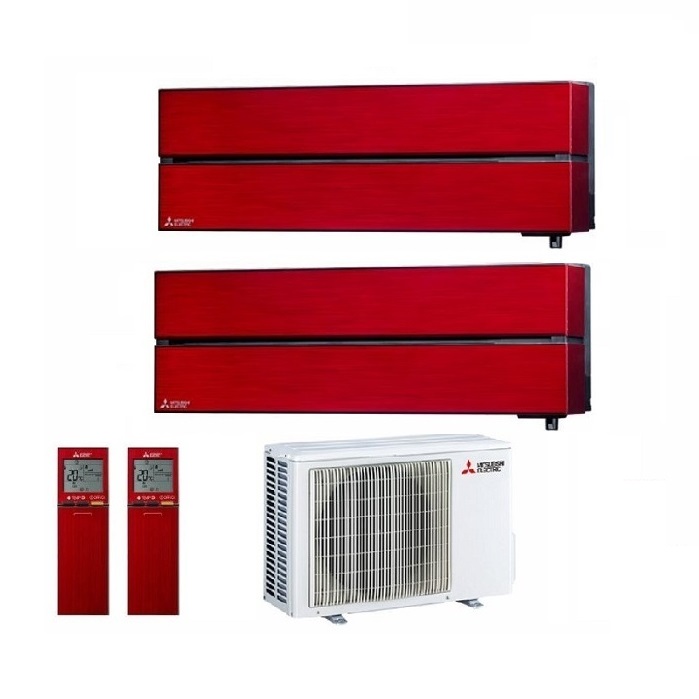 CLIMATIZZATORE CONDIZIONATORE MITSUBISHI ELECTRIC DUAL SPLIT INVERTER MSZ-LN KIRIGAMINE STYLE ROSSO RUBINO R-32 9000+9000 con MXZ-2F33VF Wi-Fi NEW 9+9