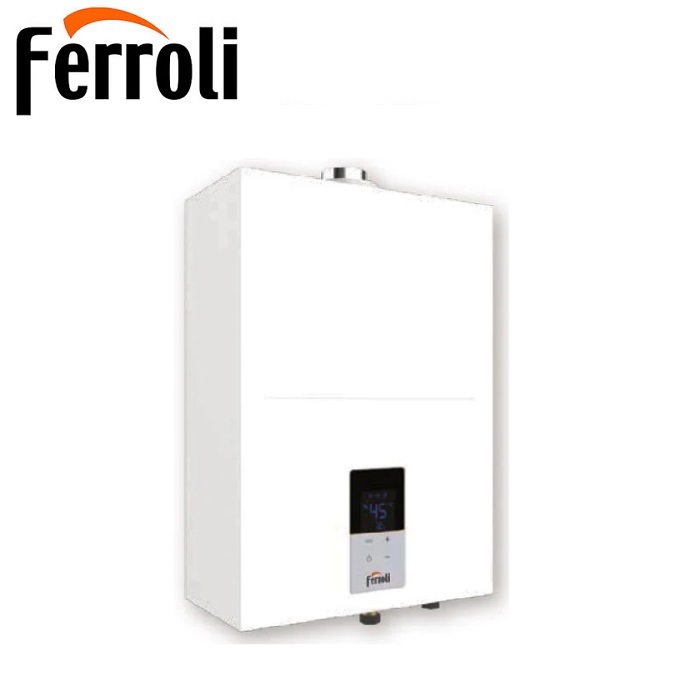 SCALDABAGNO A GAS FERROLI KONA 15 LT METANO COMPLETO DI KIT PER SCARICO FUMI COD. 0DK95IAA