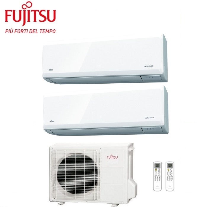 CLIMATIZZATORE CONDIZIONATORE FUJITSU DUAL SPLIT INVERTER SERIE KNCA 7000+12000 CON AOYG18KGTB2 – NEW R-32 WI-FI INTEGRATO KN 7+12