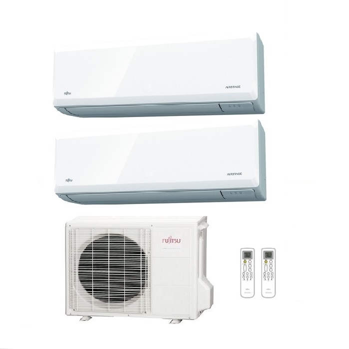 CLIMATIZZATORE CONDIZIONATORE FUJITSU DUAL SPLIT INVERTER SERIE KNCA 9000+12000 CON AOYG18KGTB2 – NEW R-32 WI-FI INTEGRATO KN 9+12