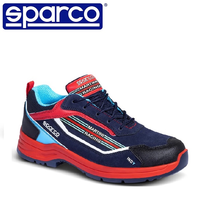 SCARPE ANTINFORTUNISTICA SPARCO TEAMWORK  INDY LINE SANREMO ESD S3S SR LG COLORE BLU MARINE/ROSSO COD. 07537MR