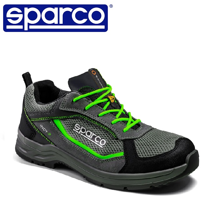 SCARPE ANTINFORTUNISTICA SPARCO TEAMWORK  INDY LINE SONOMA ESD S1PS SR LG COLORE GRIGIO SCURO/VERDE FLUO COD. 07539GSVF
