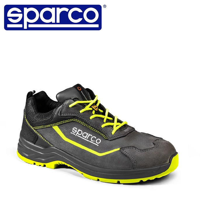 SCARPE ANTINFORTUNISTICA SPARCO TEAMWORK  INDY LINE CONOR ESD S3S SR LG COLORE GRIGIO SCURO/GIALLO FLUO COD. 07543SGSGF