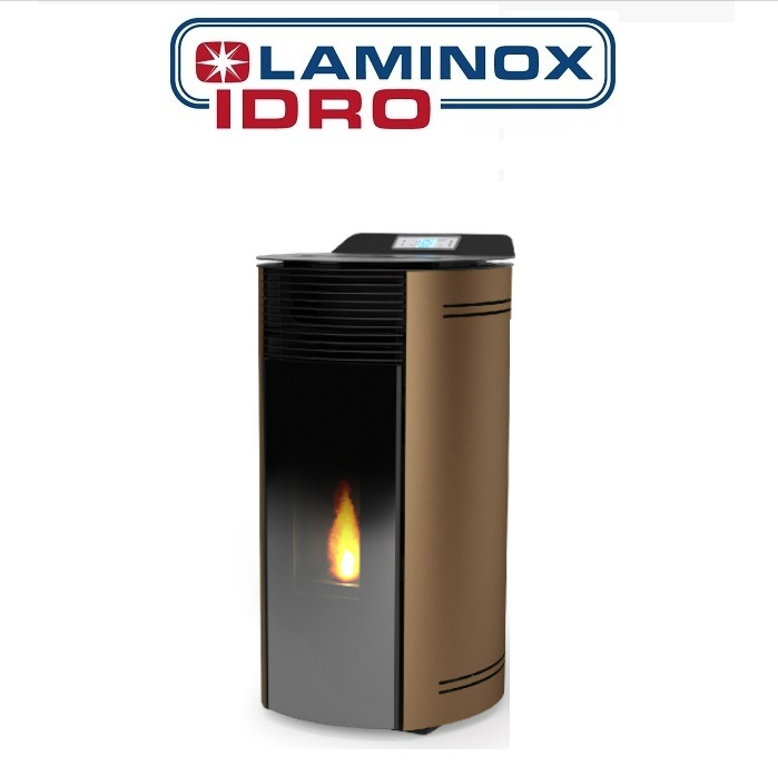 TERMOSTUFA A PELLET IDROVENTILATA LAMINOX JESSICA IDRO 13 KW BLACK LINE COLORE BRONZO