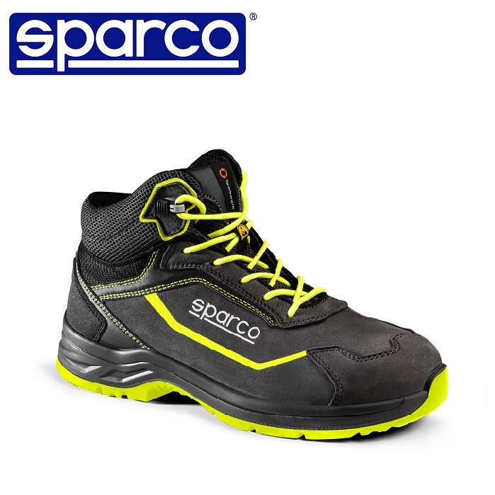 SCARPE ANTINFORTUNISTICA SPARCO TEAMWORK  INDY LINE JURI ESD S3S SR LG COLORE GRIGIO SCURO/GIALLO FLUO COD. 07544SGSGF