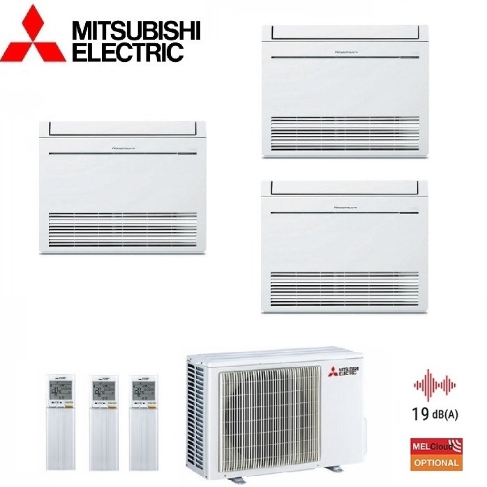 CLIMATIZZATORE CONDIZIONATORE MITSUBISHI ELECTRIC TRIAL SPLIT INVERTER PAVIMENTO CONSOLE MSZ-KT 9000+9000+12000 BTU CON MXZ-3F54VF WI-FI OPTIONAL R-32 9+9+12 A++