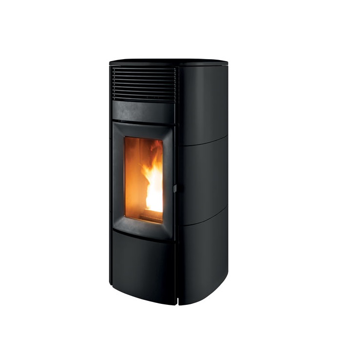STUFA A PELLET MCZ CLUB HYDROMATIC 16 TOP E FIANCHI IN CERAMICA MAESTRO M1 – 16 KW MATT BLACK