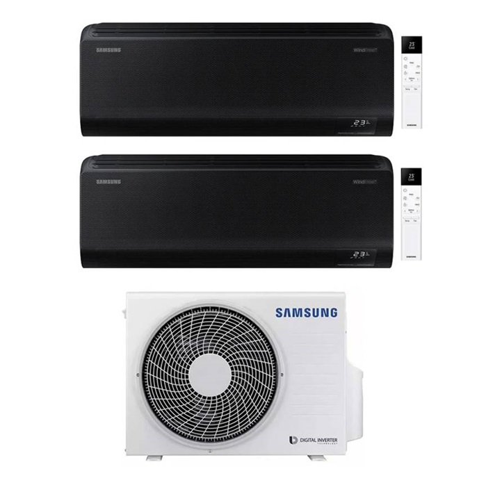 CONDIZIONATORE SAMSUNG INVERTER DUAL SPLIT SERIE WINDFREE BLACK 12000+12000 con AJ050TXJ R-32 CLASSE A+++ WIFI - NEW 12+12