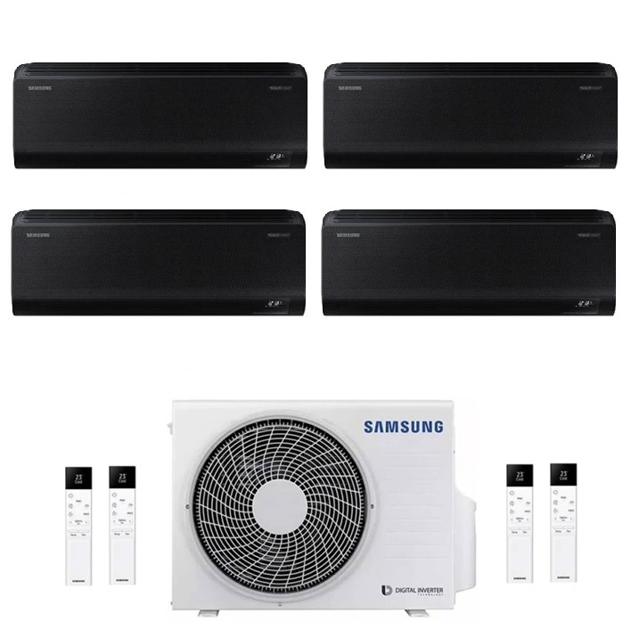 CONDIZIONATORE SAMSUNG INVERTER QUADRI SPLIT WINDFREE BLACK 7000+7000+7000+9000 con AJ080TXJ R-32 CLASSE A++ WIFI - NEW 7+7+7+9