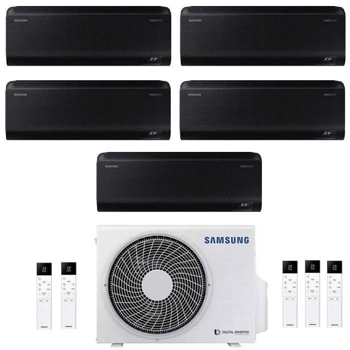 CONDIZIONATORE SAMSUNG INVERTER PENTA SPLIT WINDFREE BLACK 9000+12000+12000+12000+12000 con AJ0100TXJ R-32 CLASSE A++ WIFI - NEW 9+12+12+12+12