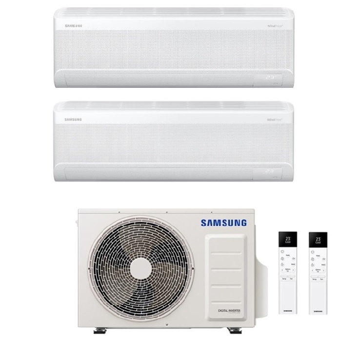 CONDIZIONATORE SAMSUNG INVERTER DUAL SPLIT WINDFREE ELITE S2 7000+9000 BTU con AJ050TXJ R-32 CLASSE A+++ WIFI - NEW 7+9