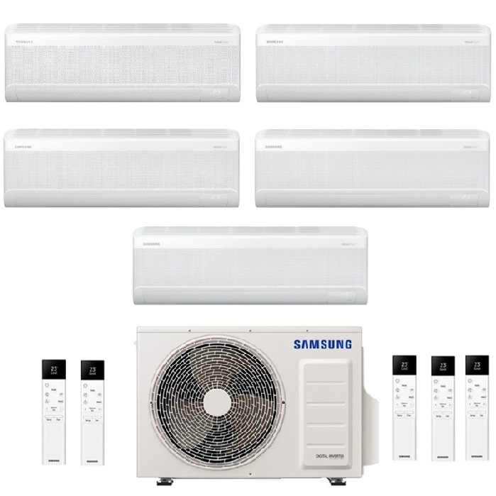 CONDIZIONATORE SAMSUNG INVERTER PENTA SPLIT WINDFREE ELITE S2 9000+12000+12000+12000+12000 con AJ100TXJ R-32 CLASSE A++ WIFI - NEW 9+12+12+12+12